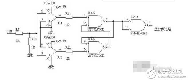 信號產生部分采用信號發(fā)生芯片MAX038，以MSP430單片機為微控制器，進行各種功能操作，完成輸出信號的波形、頻率、幅度的調節(jié)。MAX038輸出的頻率經過一級跟隨器送給OPA300和74HC00構成的波形整形電路對波形進行轉換和整形變換成方波信號，再將次信號進行分頻，分頻后的信號送入msp430進行測量。用LCD顯示器，實時顯示輸出信號參數。控制部分及信號測量部分由msp430單片機實現。