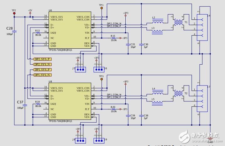 tida-00887：汽車雙2.4端口USB集線器，短電池保護的參考設(shè)計