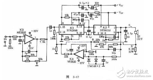 uPC1225H是NEC推出的50W音響驅(qū)動(dòng)電路，芯片內(nèi)部設(shè)置有完善的保護(hù)環(huán)節(jié)，外圍電路雖然略微復(fù)雜了一些，但uPC1225H的輸出電壓偏差只有±5mV，極寬的功率頻帶與極高的轉(zhuǎn)換速率使之比LM3886等集成功放的音色溫暖，柔和且更加耐聽。