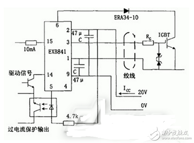 M57959L/M57962L厚膜驅(qū)動(dòng)電路采用雙電源（+15V，-10V）供電，輸出負(fù)偏壓為-10V，輸入輸出電平與TTL電平兼容，配有短路/過載保護(hù)和封閉性短路保護(hù)功能，同時(shí)具有延時(shí)保護(hù)特性。其分別適合于驅(qū)動(dòng)1200V/100A、600V/200A和1200V/400A、600V/600A及其以下的IGBT.M57959L/M57962L在驅(qū)動(dòng)中小功率的IGBT時(shí)，驅(qū)動(dòng)效果和各項(xiàng)性能表現(xiàn)優(yōu)良，但當(dāng)其工作在高頻下時(shí)，其脈沖前后沿變的較差，即信號的最大傳輸寬度受到限制。且厚膜內(nèi)部采用印刷電路板設(shè)計(jì)，散熱不是很好，容易因過熱造成內(nèi)部器件的燒毀。