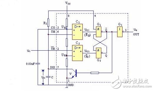 由555定時器組成的單穩(wěn)態(tài)觸發(fā)器