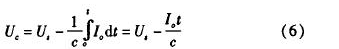 電流源Io為4DH型精密恒流管，它與電容C通過電子開關(guān)K串聯(lián)構(gòu)成閉合回路，電容C的兩端連接到電壓比較器P的輸入端，測(cè)量過程如下：當(dāng)K1閉合時(shí)，基準(zhǔn)電壓給電容充電至Uc=Us，然后K1斷開，K2閉合，電容在電流源的作用下放電，單片機(jī)的內(nèi)部計(jì)數(shù)器同時(shí)開始工作。當(dāng)電流源對(duì)電容放電至Uc=0時(shí)，比較器翻轉(zhuǎn)，計(jì)數(shù)器結(jié)束計(jì)數(shù)，計(jì)數(shù)值與電容放電時(shí)間成正比，計(jì)數(shù)脈沖與放電時(shí)間關(guān)系如圖7所示。