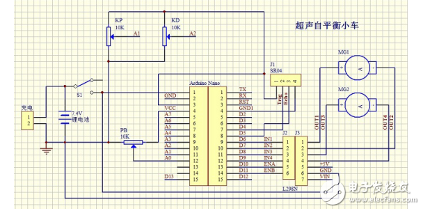 采用ArduinoNano控制模塊的DIY超聲波測(cè)距平衡小車(chē)