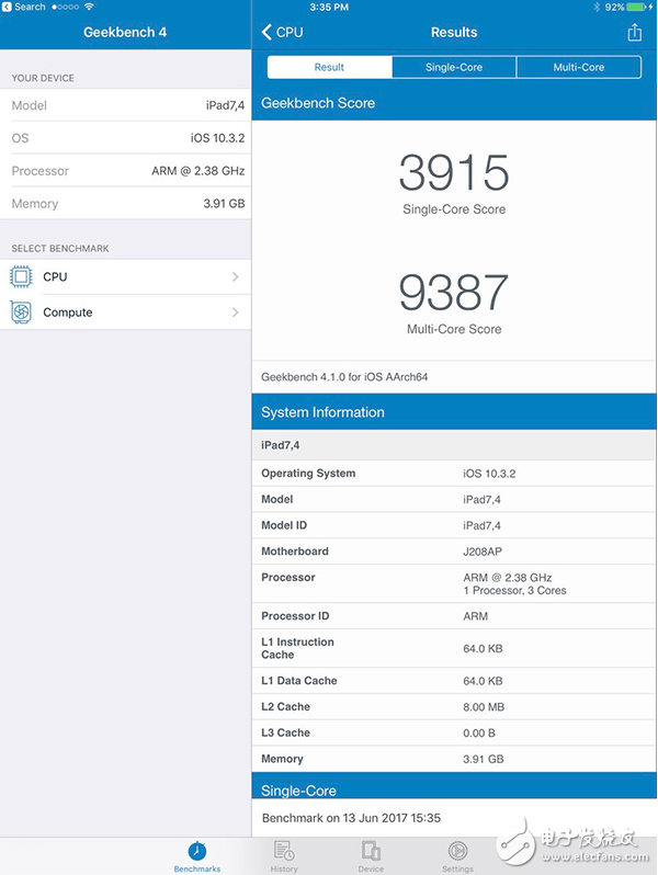 新10.5/12.9英寸iPad Pro跑分曝光：A10 X+4GB內(nèi)存跑分恐怖