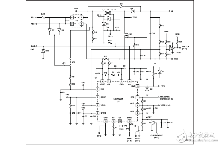ucc3858“能源之星”PFC評(píng)估板、示意圖和材料清單