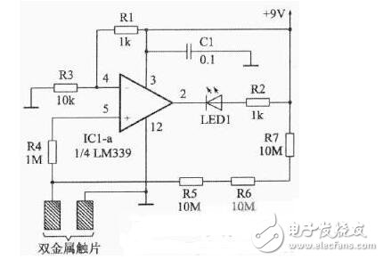 簡易觸摸開關(guān)電路圖大全（可控硅/電阻橋/單金屬片觸摸開關(guān)電路）