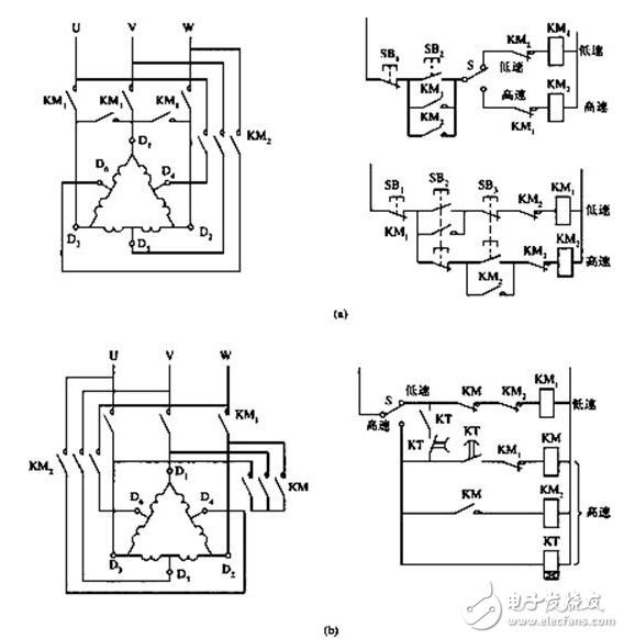 高低速雙速電機原理圖_雙速電機調(diào)速控制電路_雙速電機高低速接線圖