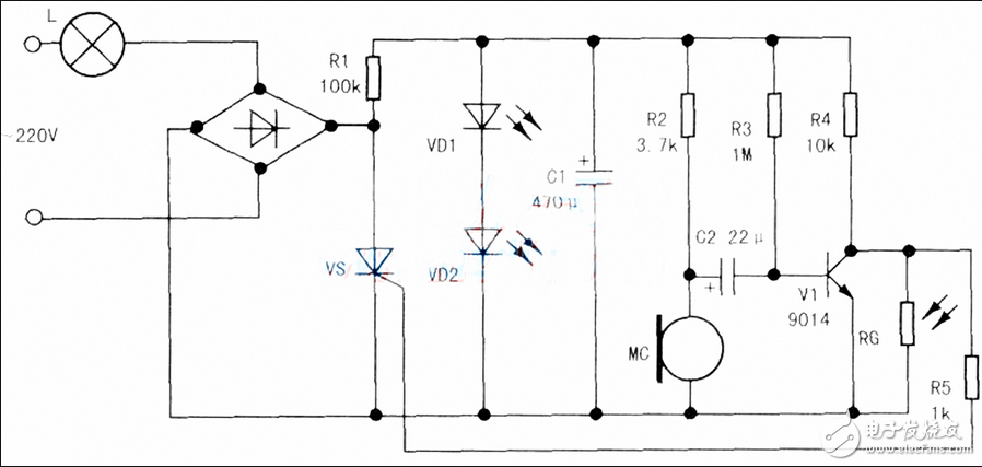 聲控開關(guān)怎樣接線圖_樓梯間聲控開關(guān)接線圖_聲控延時(shí)開關(guān)電路圖