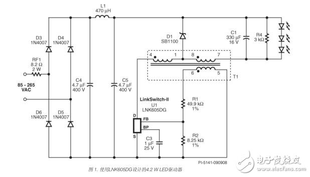 基于4.2 W非隔離LED驅(qū)動器(DER-186)