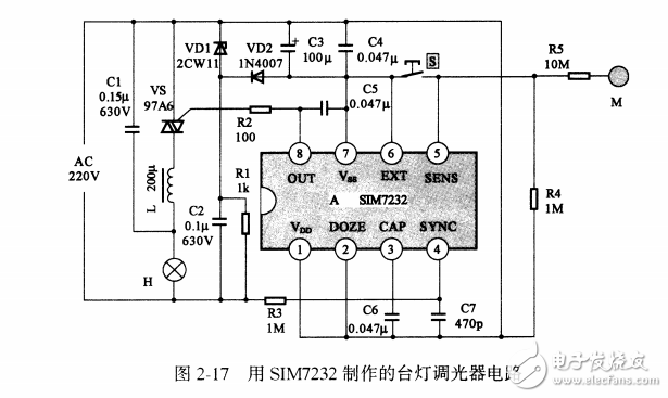 基于SIM7232組裝臺(tái)燈調(diào)光器設(shè)計(jì)