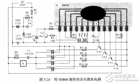 基于SH808音樂鼓隊電路設(shè)計