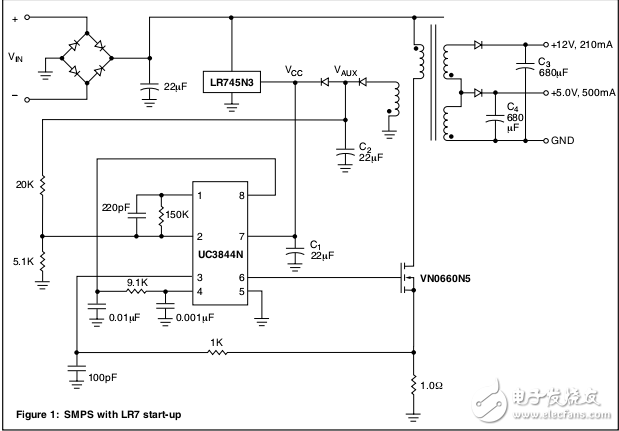 LR7啟動(dòng)高效的開關(guān)電源電路