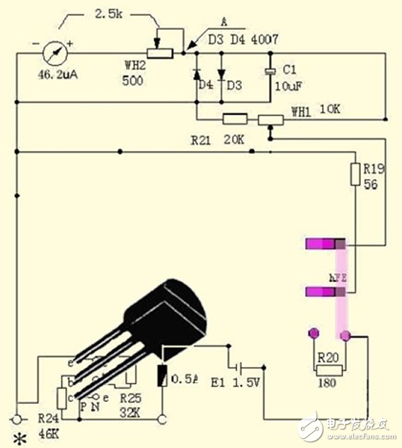 指針式萬用表測直流電流、電壓、交流電壓的方法及電阻測量電路