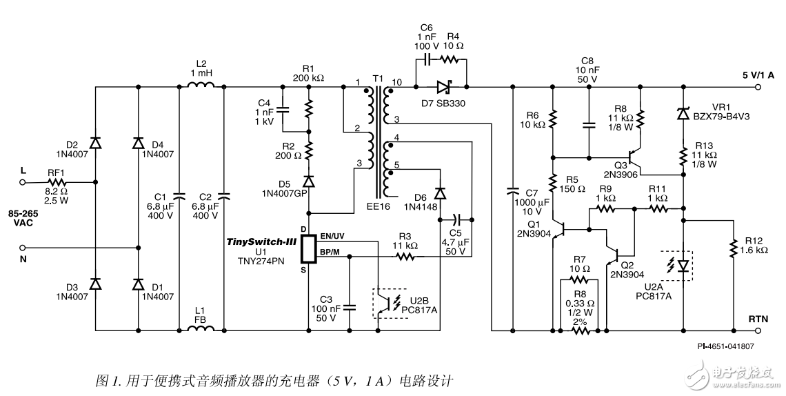 便攜式音頻播放器的5W高效率充電器參考設(shè)計
