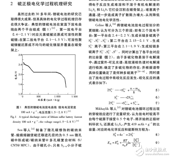 鋰硫電池電化學(xué)循環(huán)過程與硫正極電化學(xué)過程機(jī)理研究