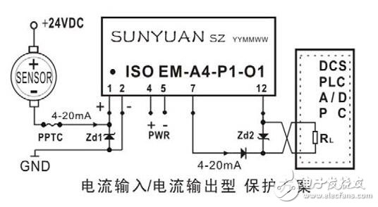 基于IC封裝隔離放大器外接保護(hù)電路圖介紹