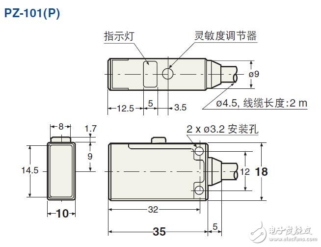 基于PZ-101聚焦光束光電傳感器參數(shù)介紹