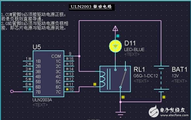 uln2003繼電器，ULN2003用于驅(qū)動繼電器的電路