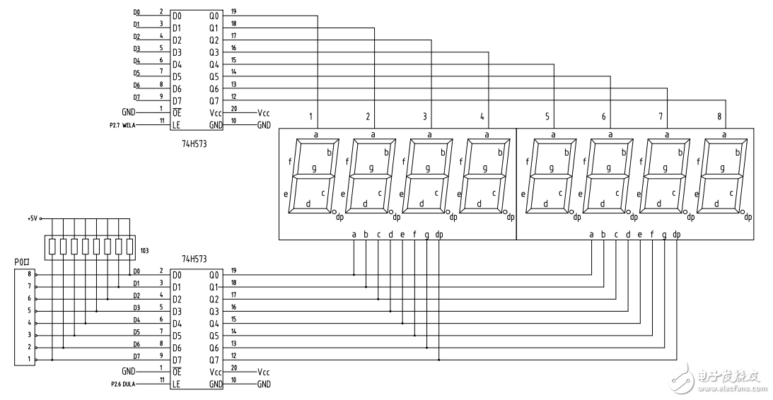74HC573驅(qū)動8位數(shù)碼管連接圖及程序代碼分享