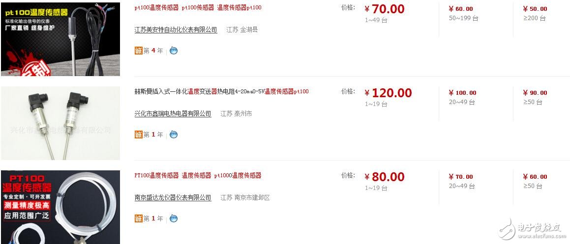 pt100溫度傳感器型號，pt100溫度傳感器價格