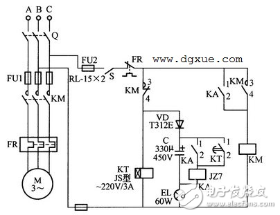 電動機(jī)斷電再啟動電路接線圖