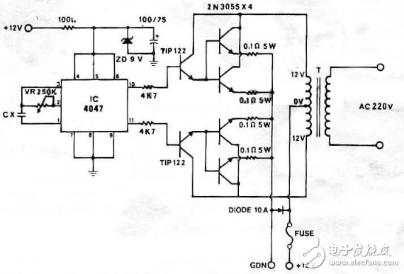 cd4047應(yīng)用電路圖解（信號(hào)控制電路圖、逆變器電路圖）