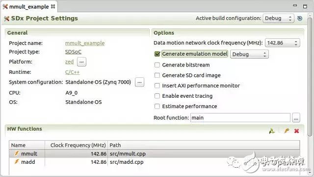 圖2：啟用仿真所需的mmult項目設置