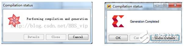 圖1-6 自動生成代碼過程的起始提示標志/圖1-7 自動生成代碼過程的結束提示標志