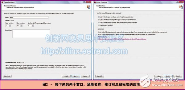 圖2 – 接下來的兩個窗口，涵蓋名稱、修訂和總線標(biāo)準(zhǔn)的選項