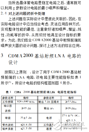 CDMA射頻前端低噪聲放大器電路設(shè)計(jì)研究