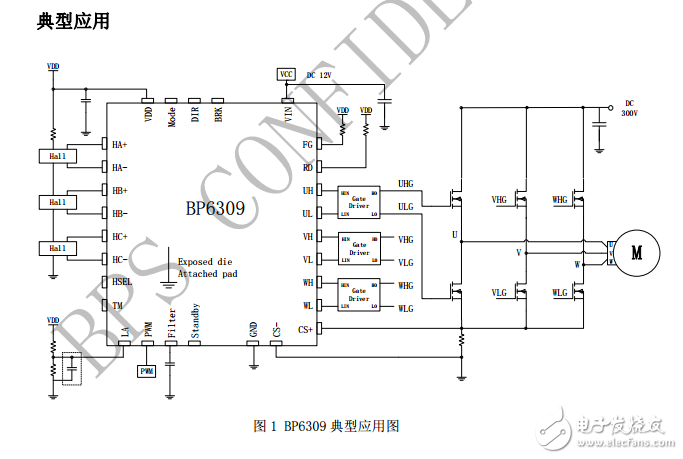 三相無(wú)刷直流電機(jī)正弦波控制芯片BP6309
