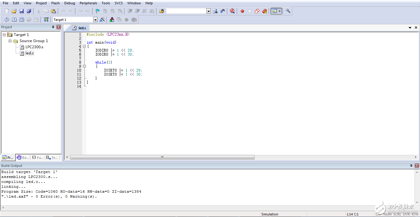 LPC2368學(xué)習(xí)筆記（一）——點(diǎn)亮LED