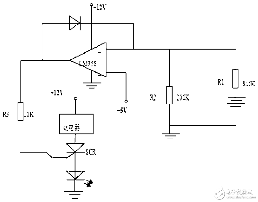 基于LM358的25kV高壓電源可控硅一繼電器過壓保護(hù)整體電路