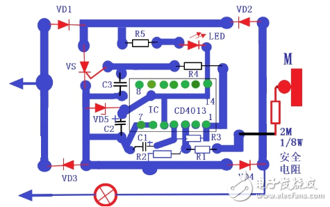 cd4013樓梯延時(shí)照明燈的應(yīng)用
