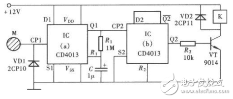 CD4013構(gòu)成音頻線路輸出雙路轉(zhuǎn)換器