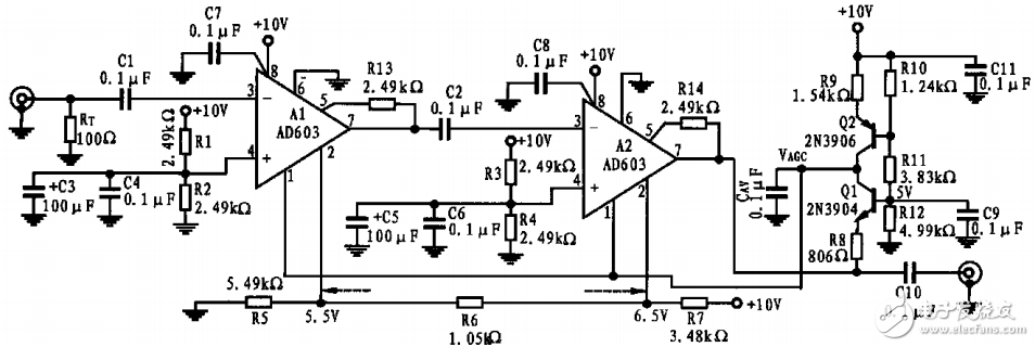 基于AD603的信號采集電路