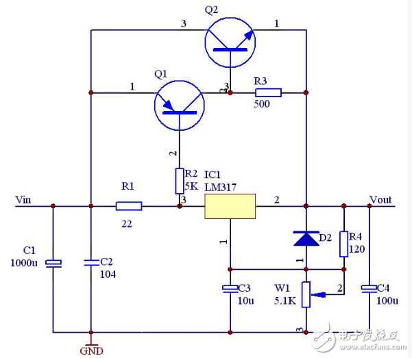 lm317應(yīng)用電路圖匯總（集成電路、擴流電路、穩(wěn)壓電路）