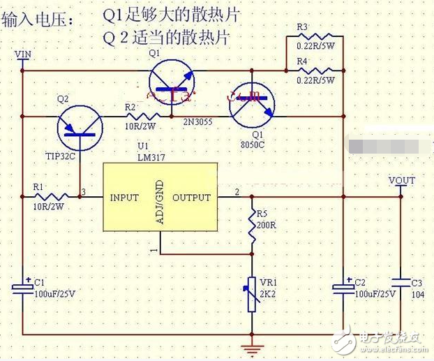 lm317應(yīng)用電路圖匯總（集成電路、擴流電路、穩(wěn)壓電路）