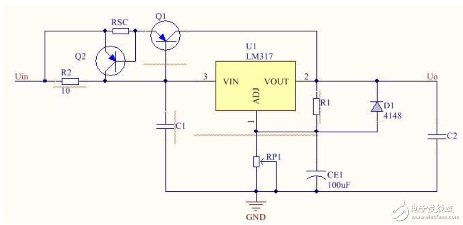 LM317穩(wěn)壓器的限流保護(hù)電路