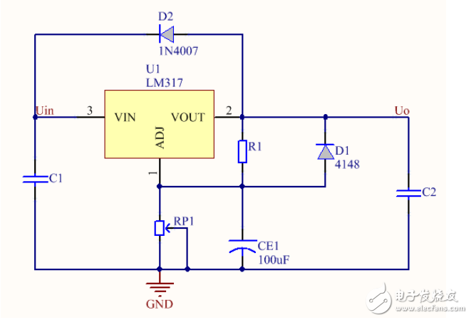 LM317穩(wěn)壓器的限流保護電路