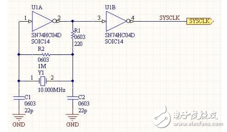 74HC04和晶振做晶體振蕩電路產(chǎn)生時鐘信號