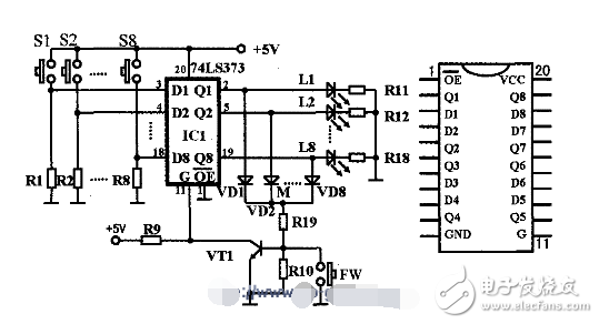 基于8D鎖存器74LS373的搶答器設(shè)計(jì)電路