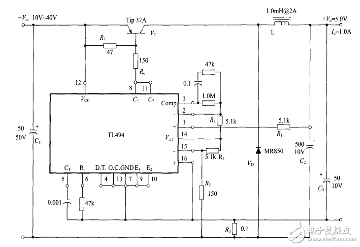TL494控制BUCK型開關(guān)電源電路