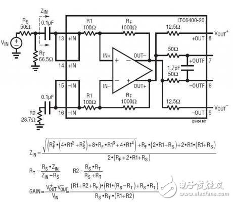  采用固定增益集成型電阻器實現(xiàn)至差分放大器的阻抗匹配