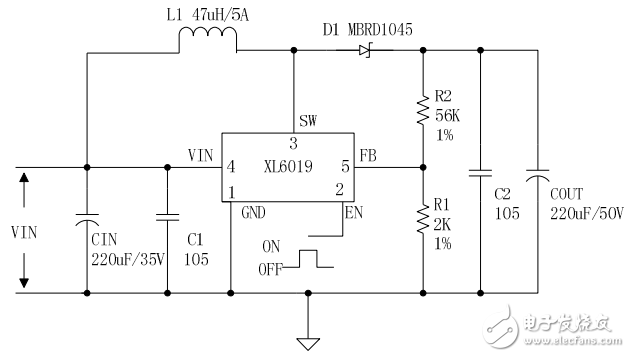 xl6019中文資料詳解_引腳圖及功能_內(nèi)部結(jié)構(gòu)_特性參數(shù)及典型應(yīng)用電路