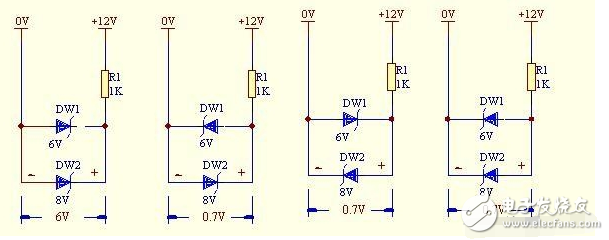 兩個穩(wěn)壓二極管串聯(lián)和并聯(lián)的問題