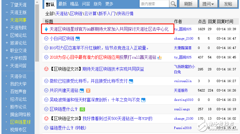天涯社區(qū)版塊更名 聲勢(shì)浩大轉(zhuǎn)型區(qū)塊鏈