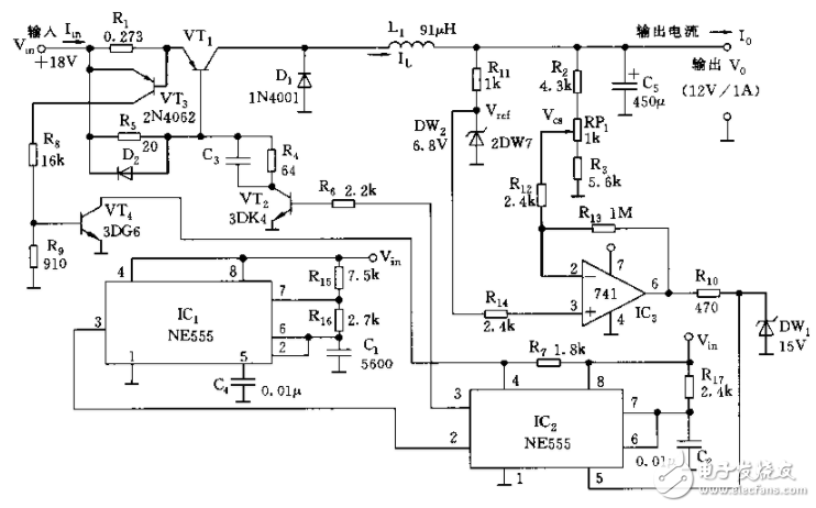 555制作的穩(wěn)壓電源電路圖大全(開關(guān)調(diào)整管/直流穩(wěn)壓電源/24V轉(zhuǎn)12V開關(guān)穩(wěn)壓電源)
