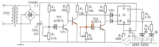 cd4013應(yīng)用電路圖大全（觸摸開關(guān)電/定時器/繼電器/電源頻率檢測器）