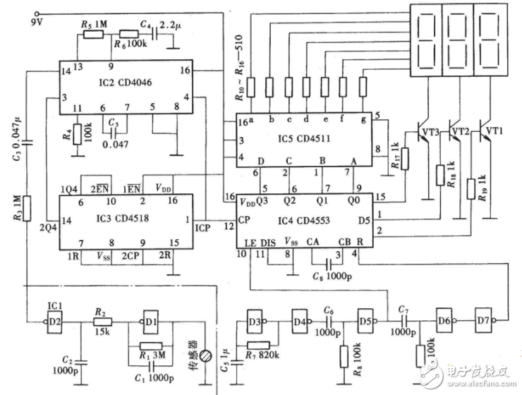 cd4046應(yīng)用電路圖大全（金屬探測儀/頻率計/充電器/信號發(fā)生器）